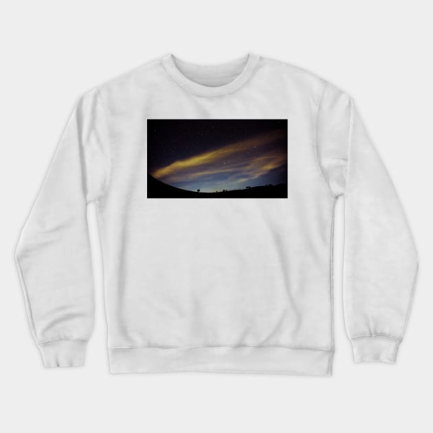 Starry Night over Hills and Valley Crewneck Sweatshirt by 13Lines Art